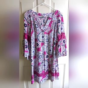 Crown & Ivy Medium Dress Spring Medallion Crocheted Sleeves Easter Boho Women's